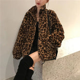 Kunstpelzmantel mit Leopardenmuster